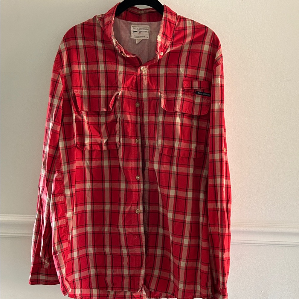 Field & Stream Red Plaid Button-Down Shirt